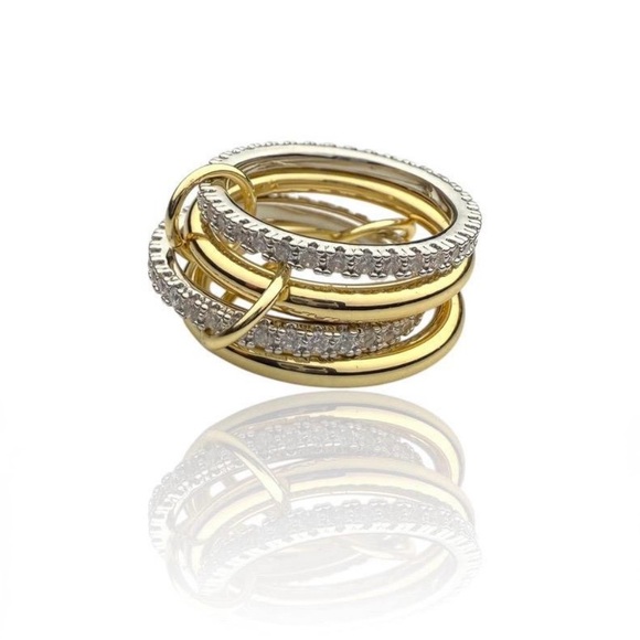 Gold & Silver Interlocked Stackable Rings Adjustable Rings Modern Design - Picture 1 of 10